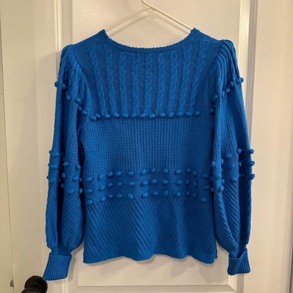 Lilly Pulitzer Kippa Sweater Blue Flare Pom Pom Small NEW WITH TAGS - Picture 2 of 10
